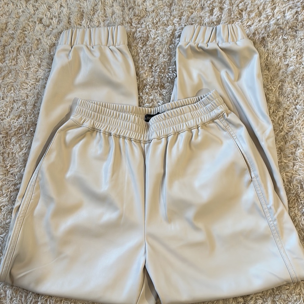 Love Token faux leather joggers in a beautiful vanilla color - new without tags